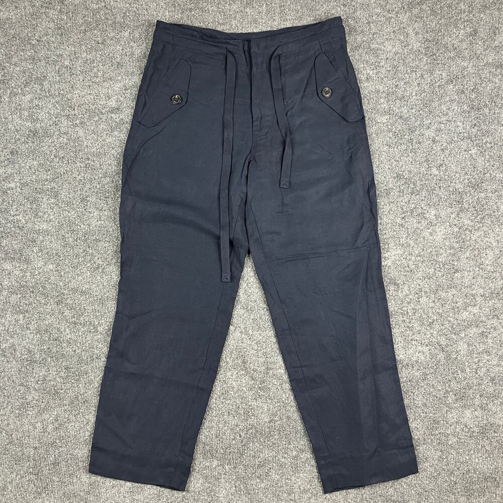 Farrow Navy Drawstring Pants Womens M Tencel Linen‎ Blend Lightweight Relaxed